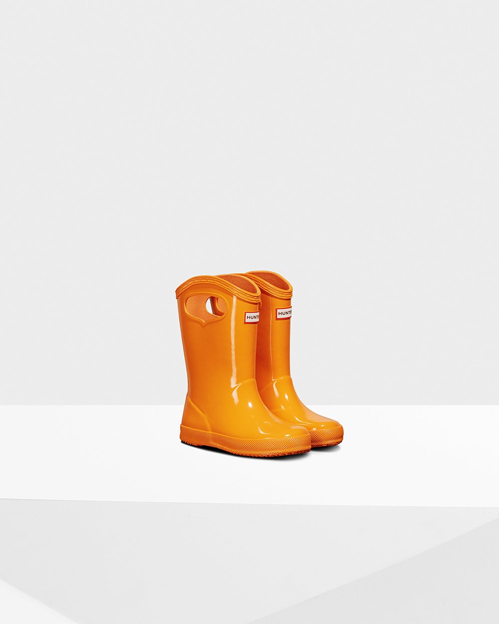 Kids Hunter Original First Classic Grab Handle Gloss | Rain Boots Orange | NZ-97541-MSHW